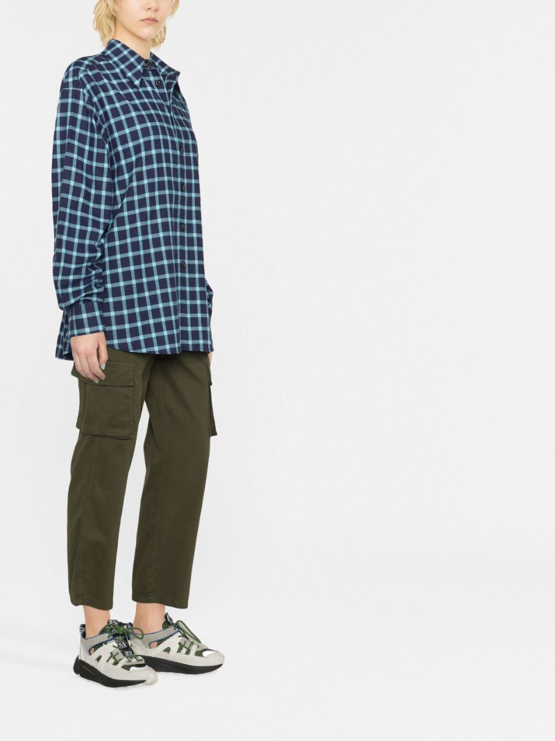 Blue Graphic Print Checked Cotton Shirt