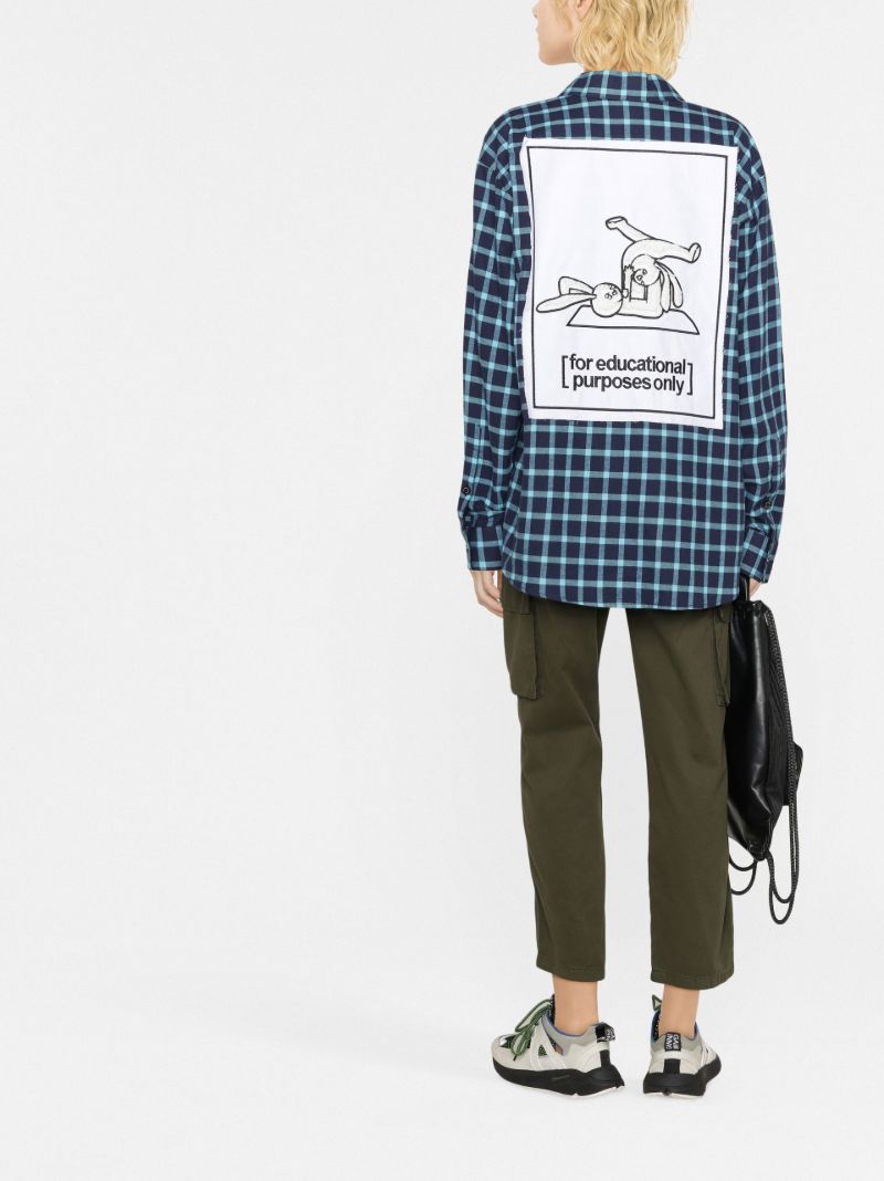 Blue Graphic Print Checked Cotton Shirt