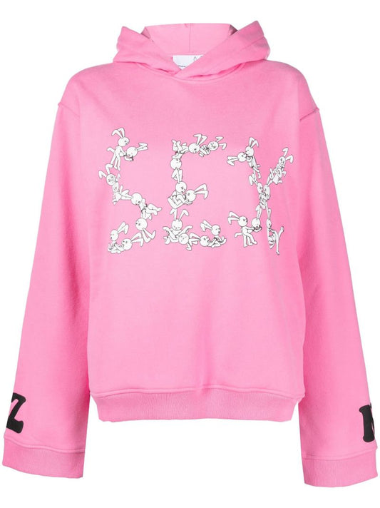 Pink Sex Print Cotton Hoodie