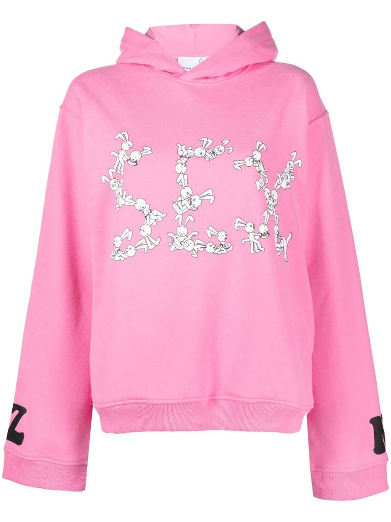 Pink Sex Print Cotton Hoodie