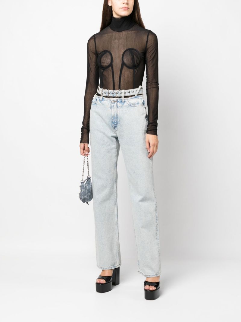 Black High Neck Mesh Top