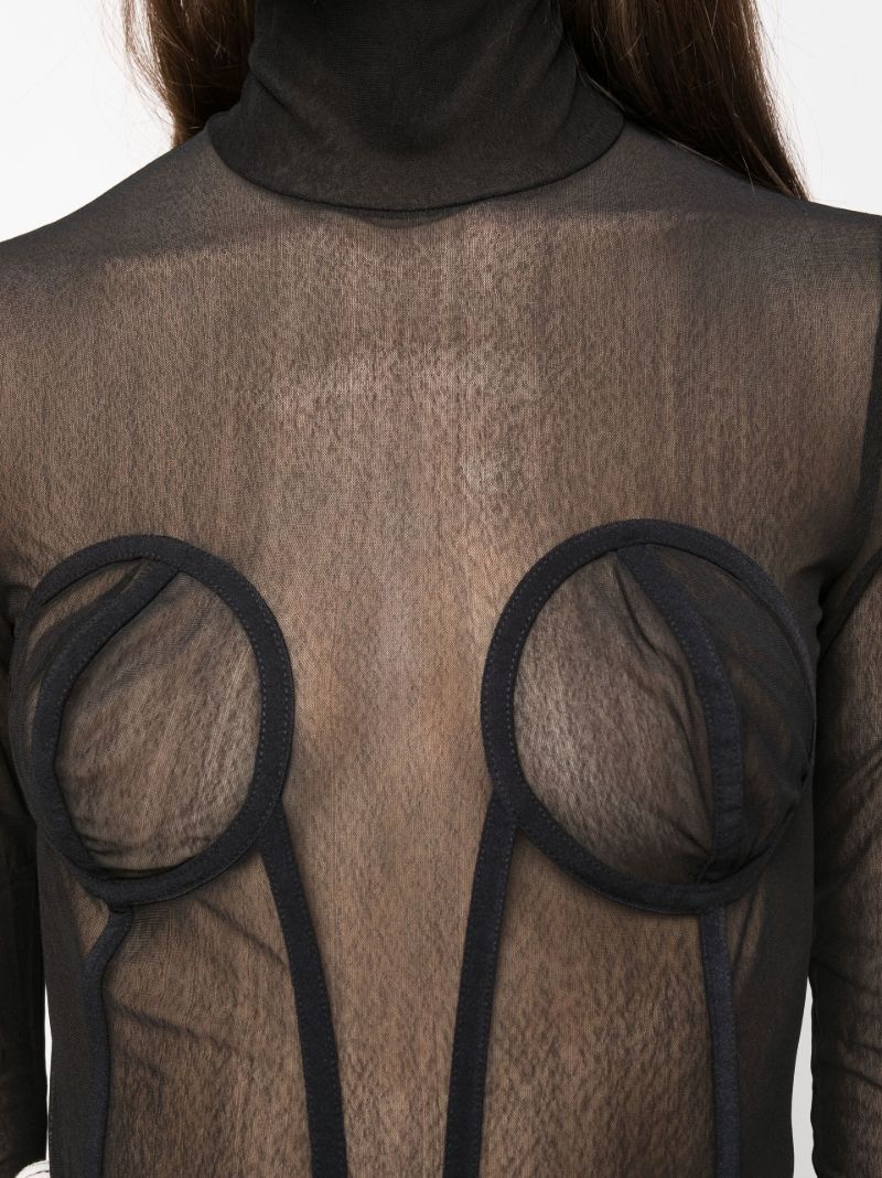 Black High Neck Mesh Top