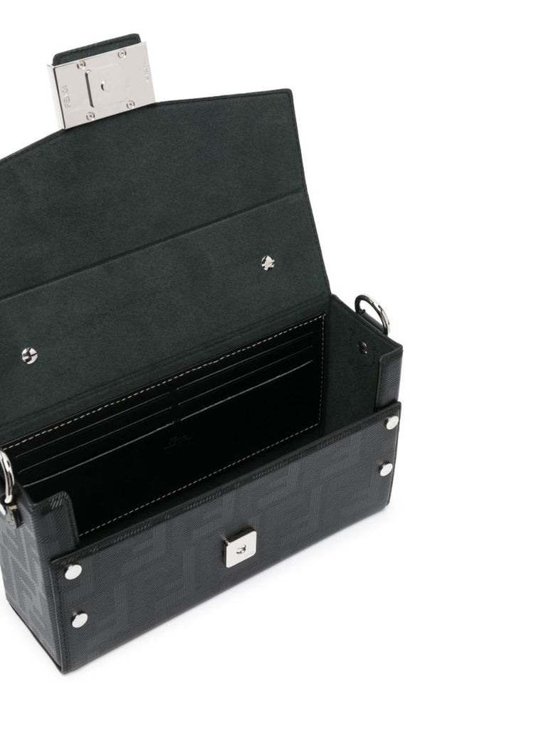 Black Baguette Soft Trunk Cross Body Bag