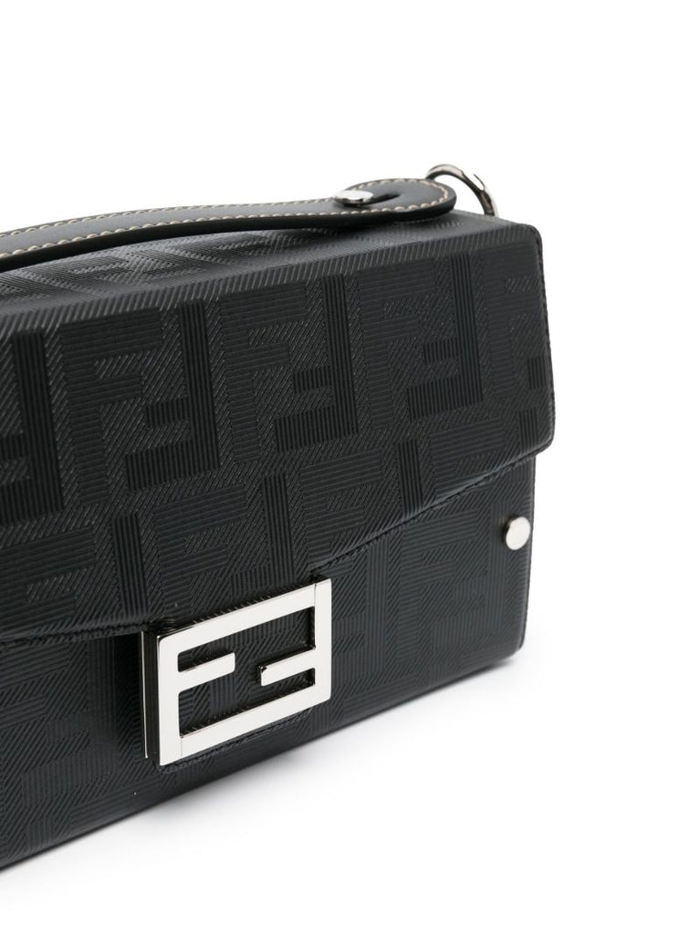 Black Baguette Soft Trunk Cross Body Bag