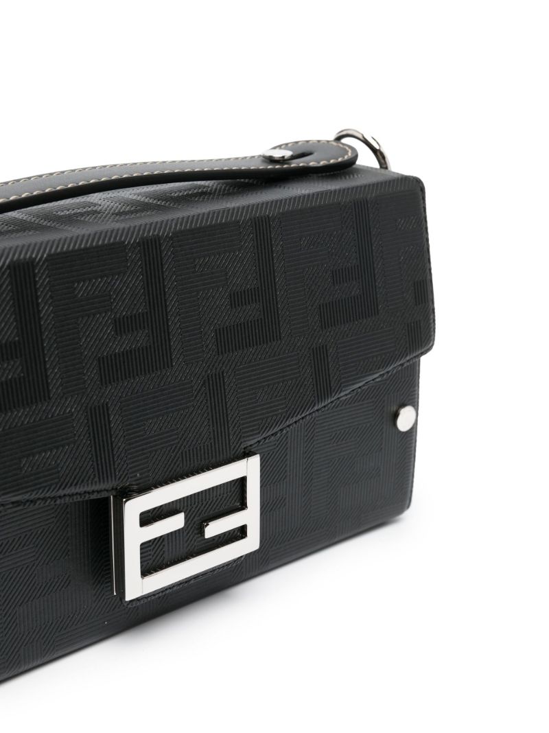 Black Baguette Soft Trunk Cross Body Bag