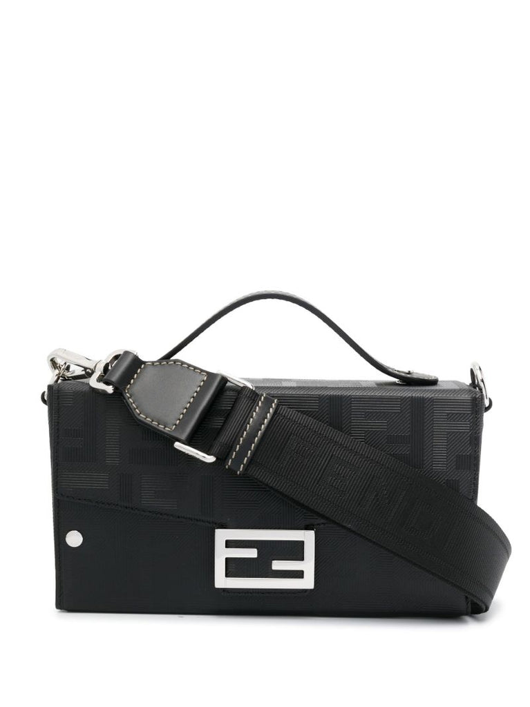 Black Baguette Soft Trunk Cross Body Bag