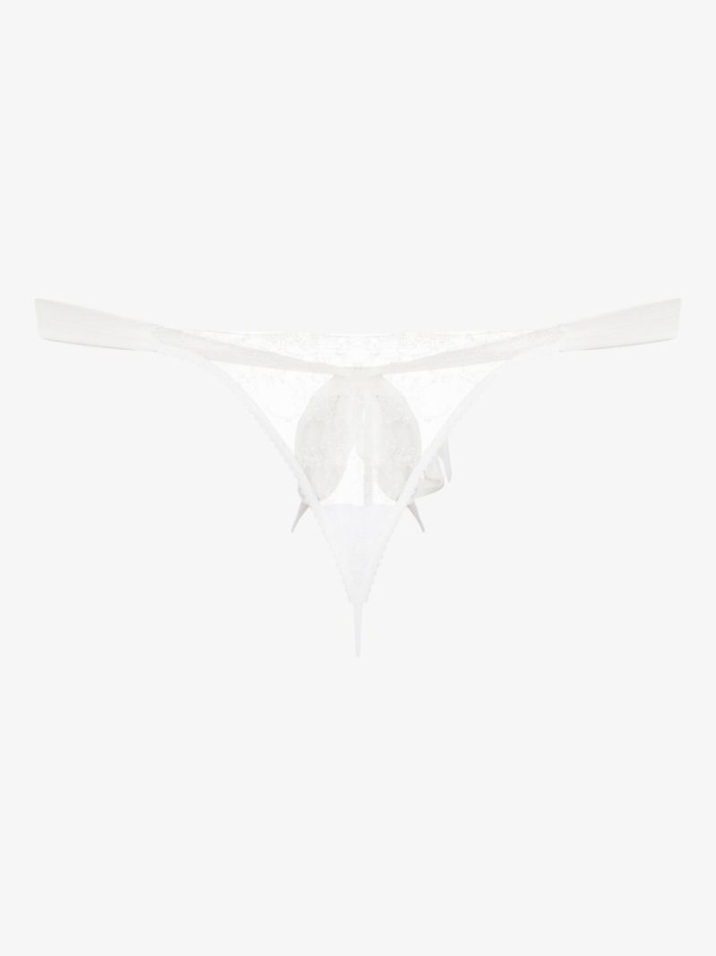 White Cadeau Lace Silk Thong