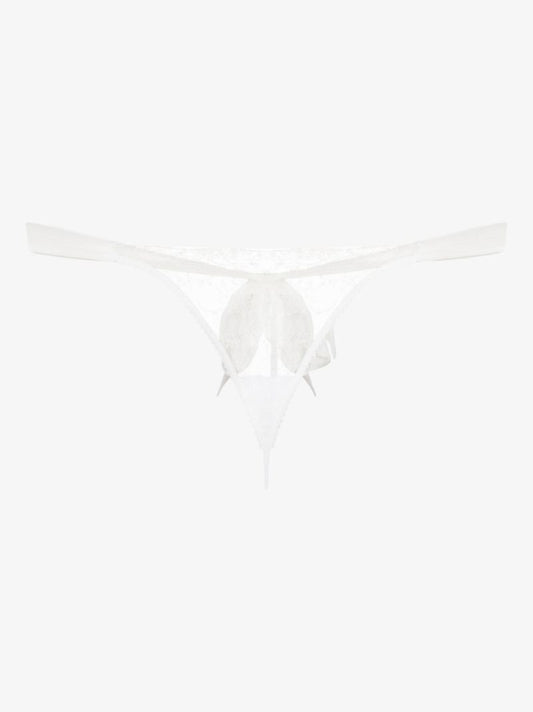 White Cadeau Lace Silk Thong