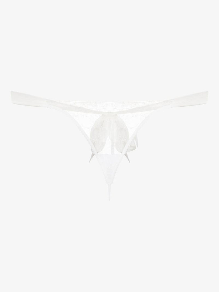 White Cadeau Lace Silk Thong