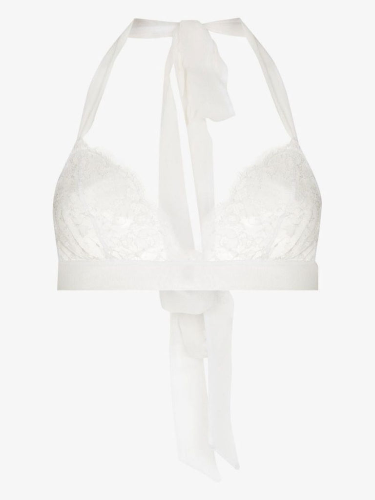 White Cadeau Lace Silk Triangle Bra