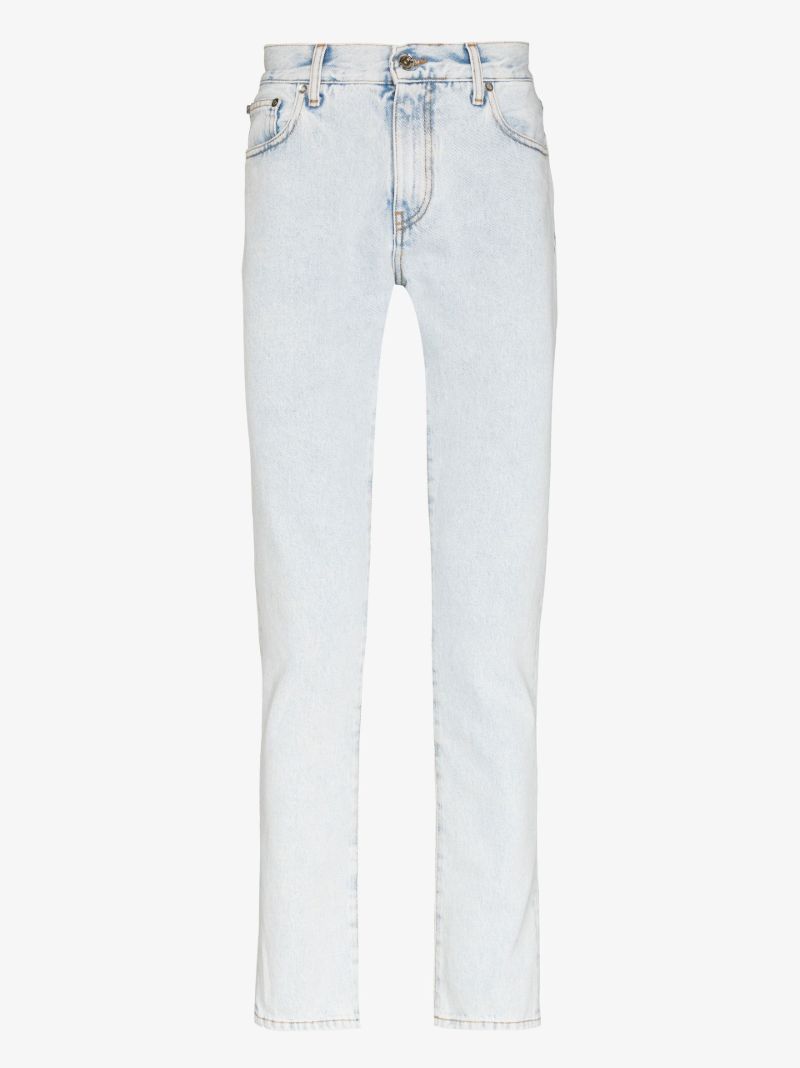 Blue Diagonal Striped Pocket Skinny Jeans