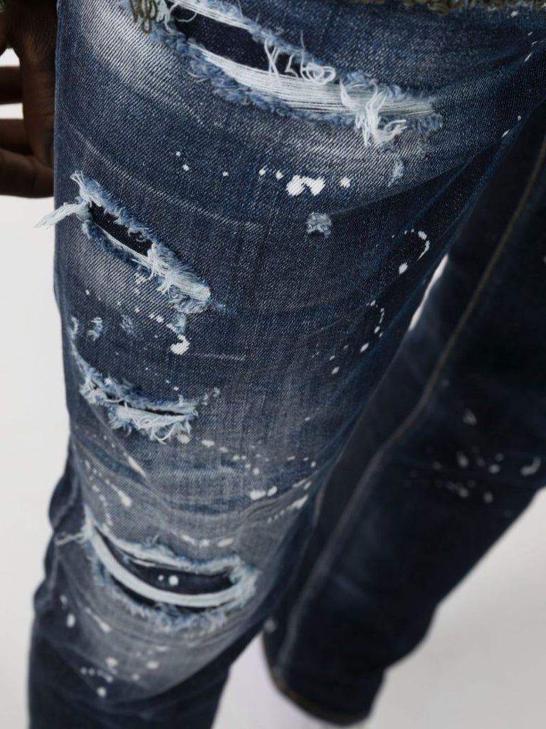 Blue Super Twinky Distressed Straight Leg Jeans