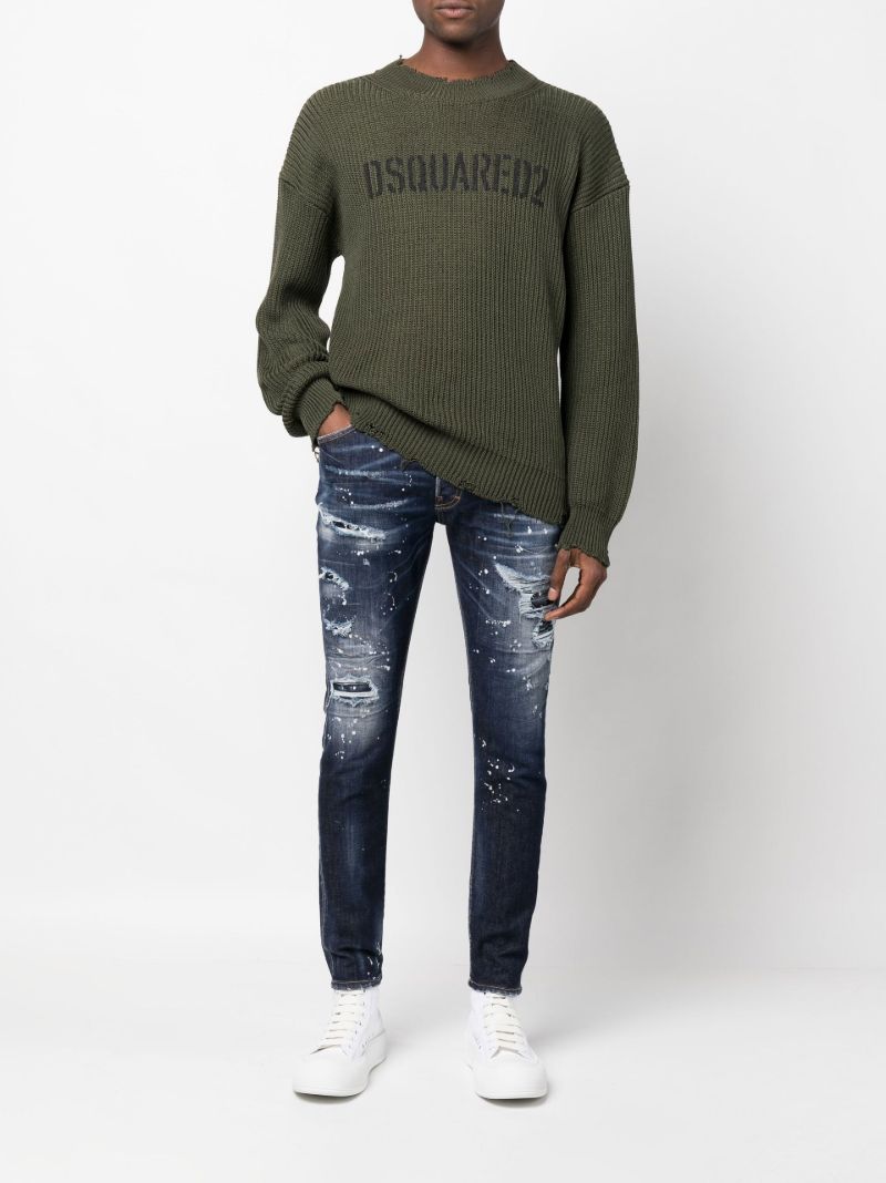 Blue Super Twinky Distressed Straight Leg Jeans
