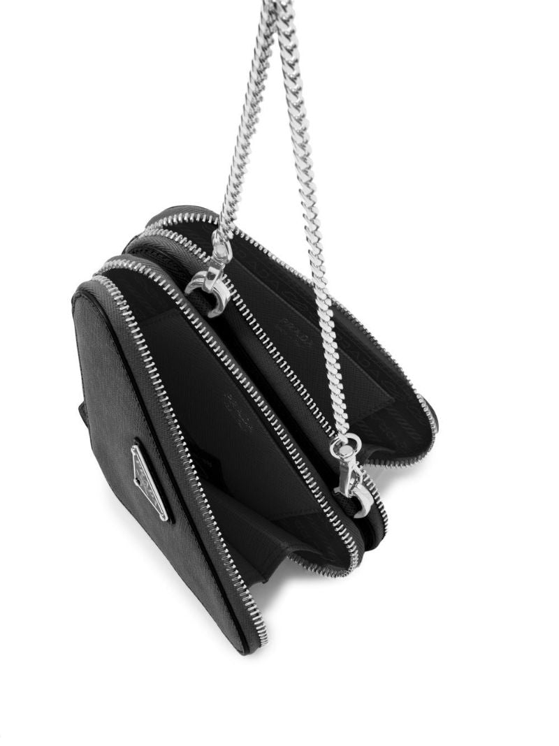 Black Triangle Leather Mini Pouch