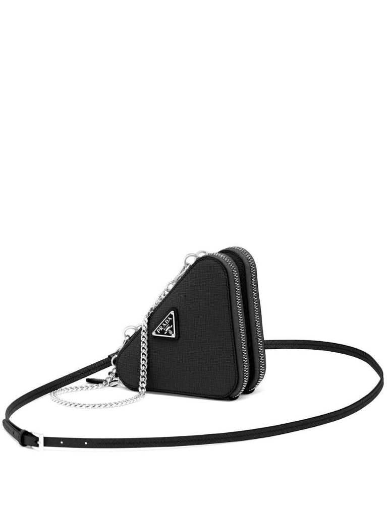 Black Triangle Leather Mini Pouch