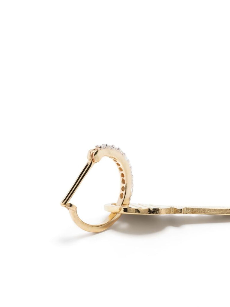 Yellow Gold Lucky Key Crystal Single Drop Earring