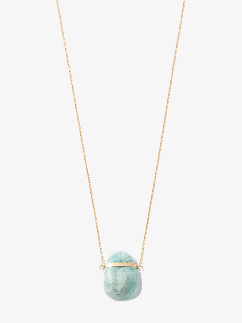 14k Yellow Gold Aquamarine Pendant Necklace