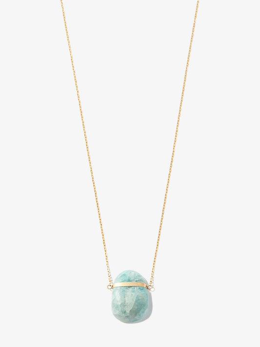 14k Yellow Gold Aquamarine Pendant Necklace