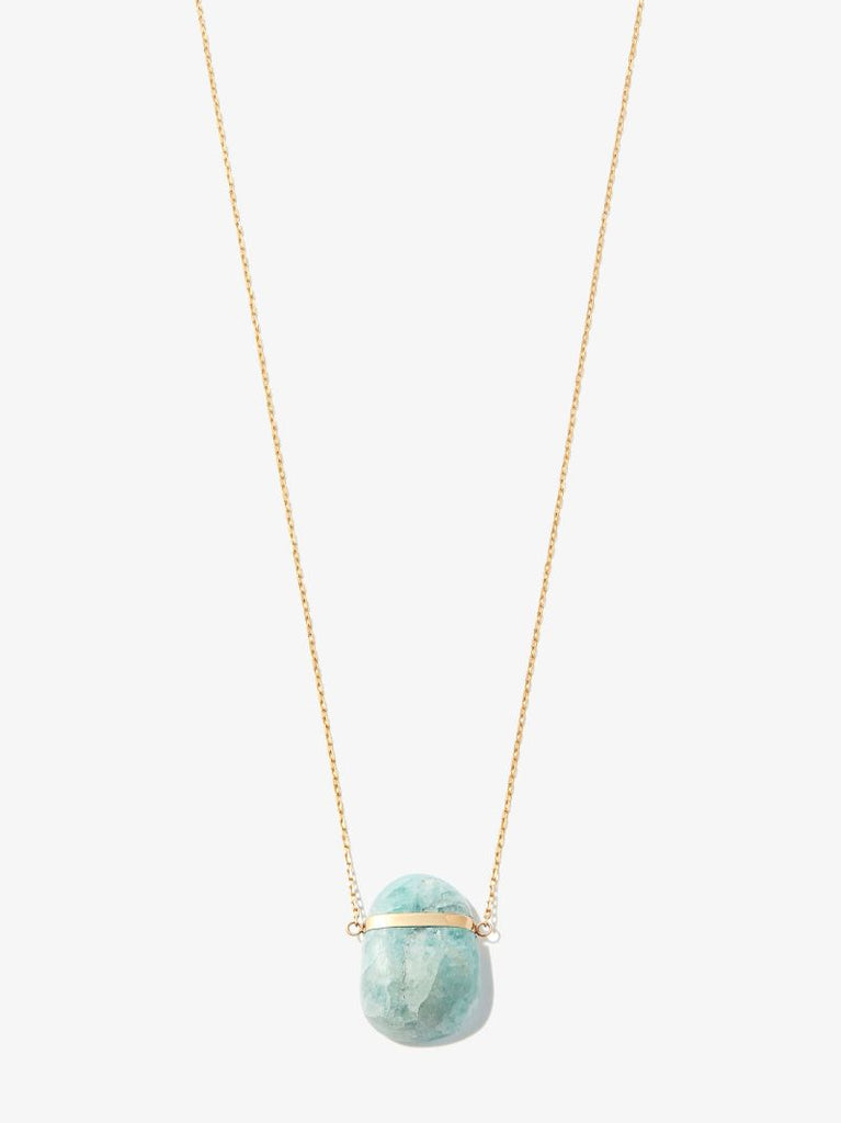 14k Yellow Gold Aquamarine Pendant Necklace