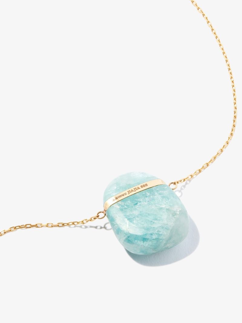 14k Yellow Gold Aquamarine Pendant Necklace