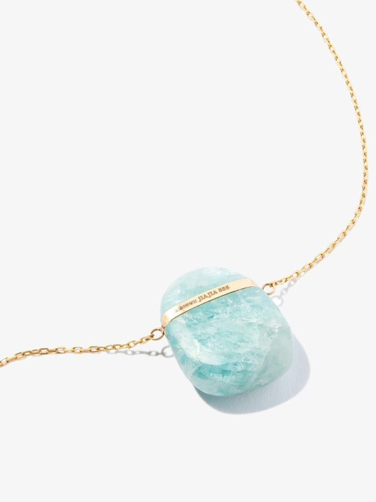 14k Yellow Gold Aquamarine Pendant Necklace