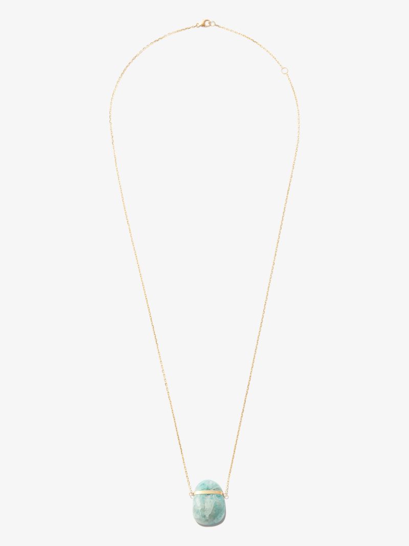 14k Yellow Gold Aquamarine Pendant Necklace