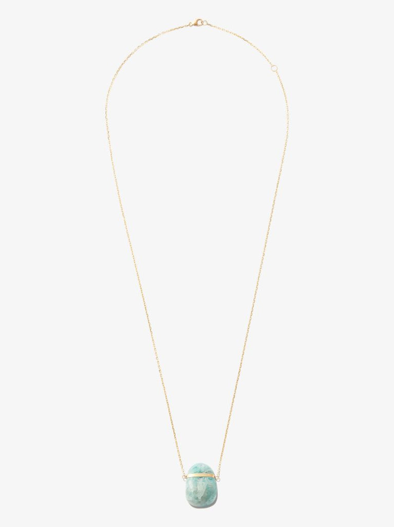 14k Yellow Gold Aquamarine Pendant Necklace