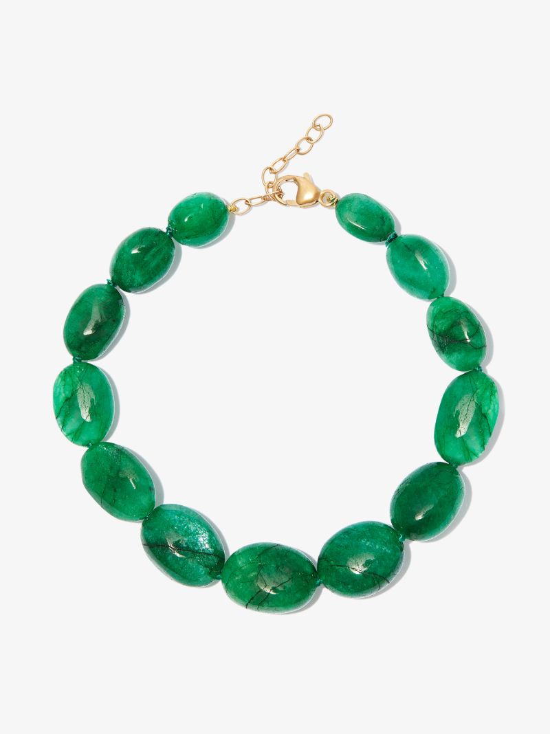 14k Yellow Gold Arizona Emerald Beaded Bracelet