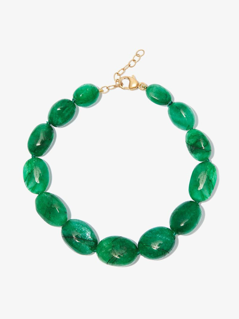 14k Yellow Gold Arizona Emerald Beaded Bracelet