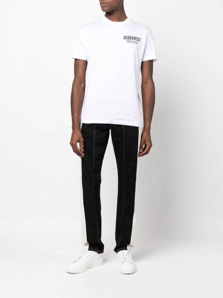 White Logo Print Cotton T-shirt