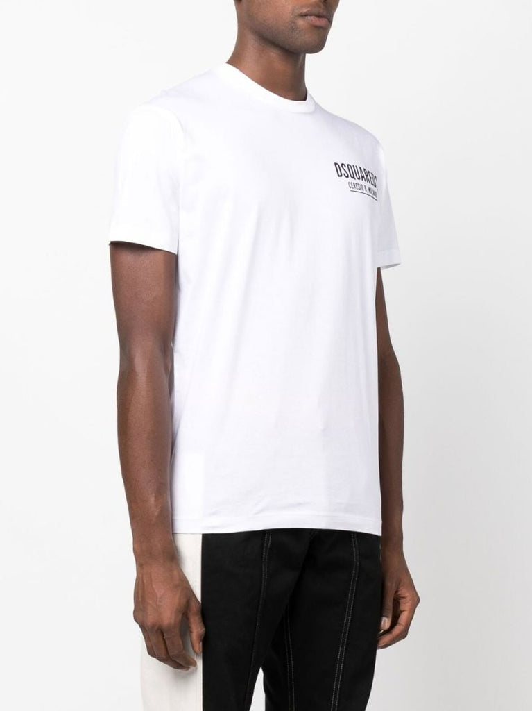 White Logo Print Cotton T-shirt