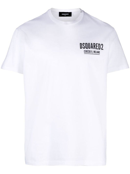 White Logo Print Cotton T-shirt