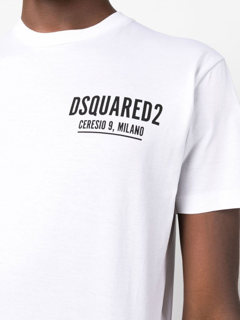 White Logo Print Cotton T-shirt