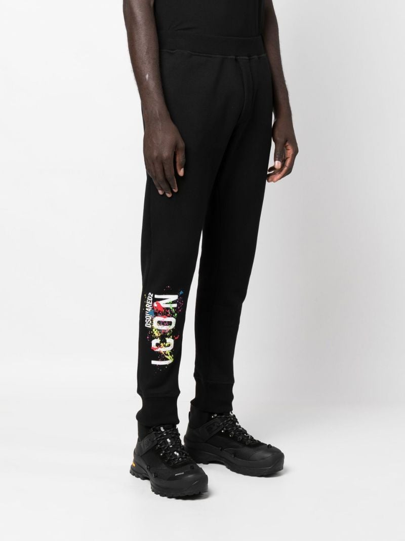 Black Splatter Print Track Pants