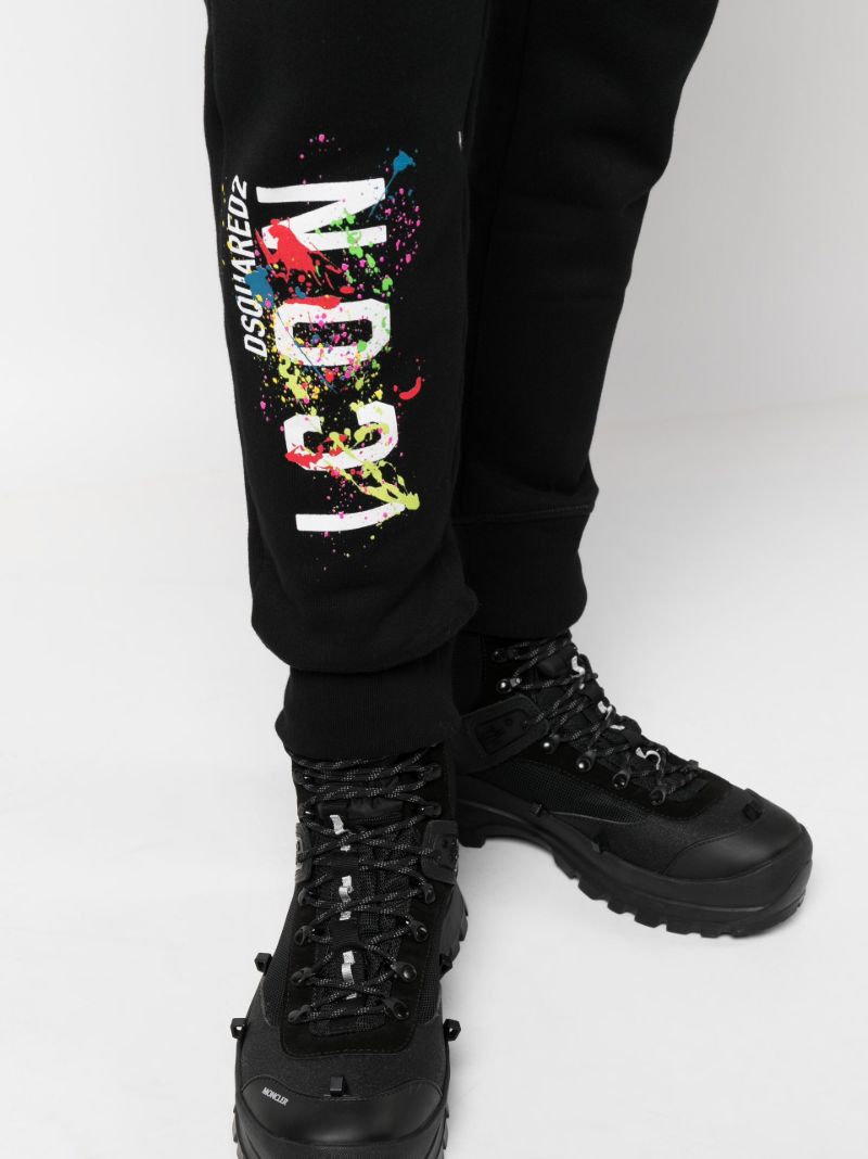 Black Splatter Print Track Pants
