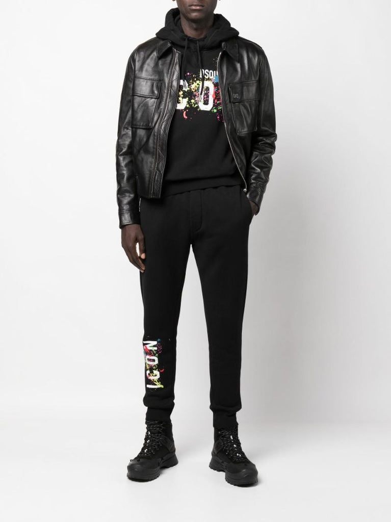 Black Splatter Print Track Pants