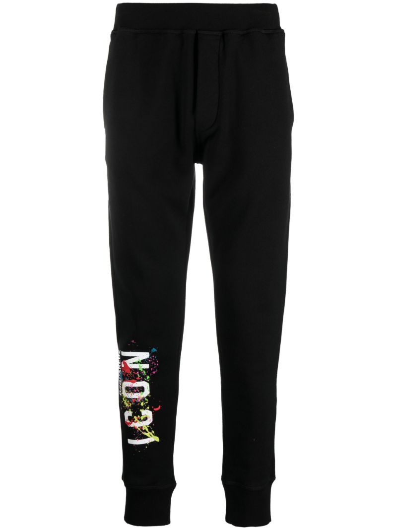 Black Splatter Print Track Pants