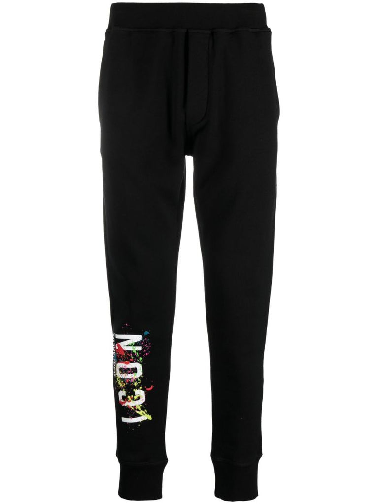 Black Splatter Print Track Pants