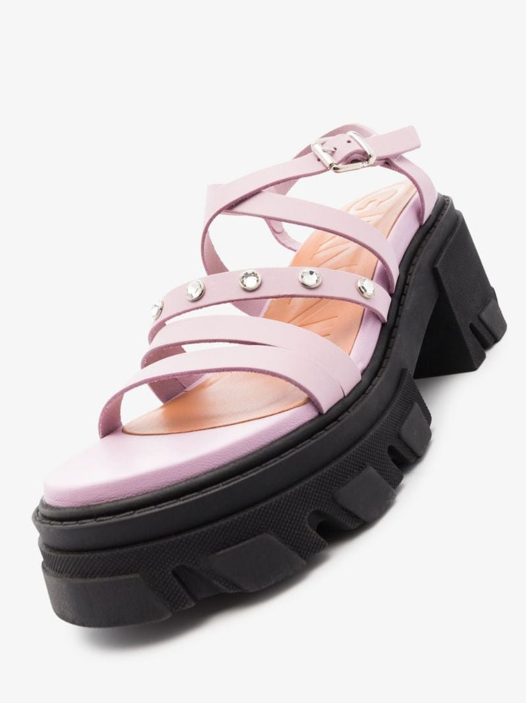 Pink 75 Crystal Leather Sandals