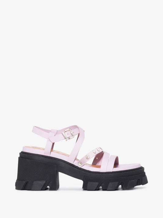 Pink 75 Crystal Leather Sandals