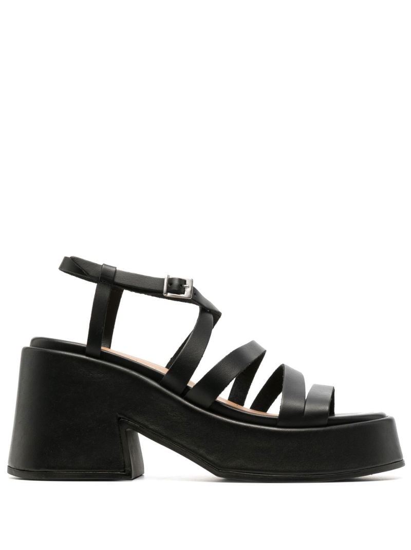Black Multi-strap Platform Leather Sandals