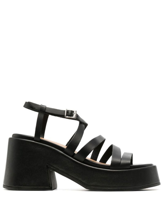 Black Multi-strap Platform Leather Sandals