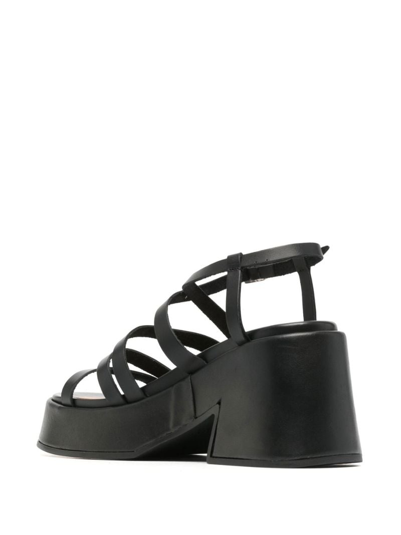 Black Multi-strap Platform Leather Sandals