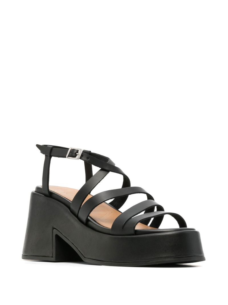 Black Multi-strap Platform Leather Sandals