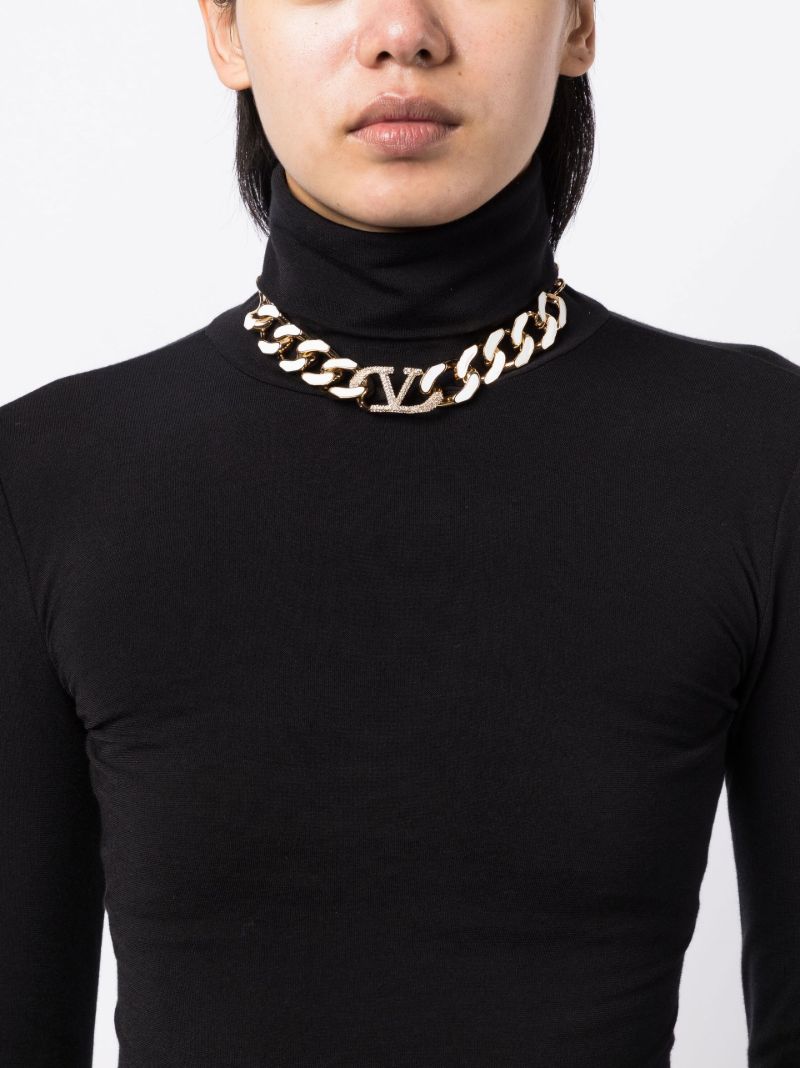 Gold-tone Vlogo Signature Chain Choker Necklace