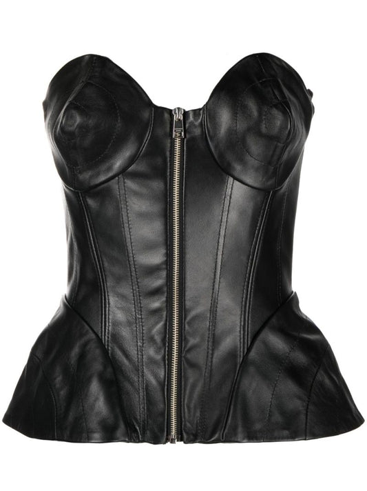 Black Leather Corset Top