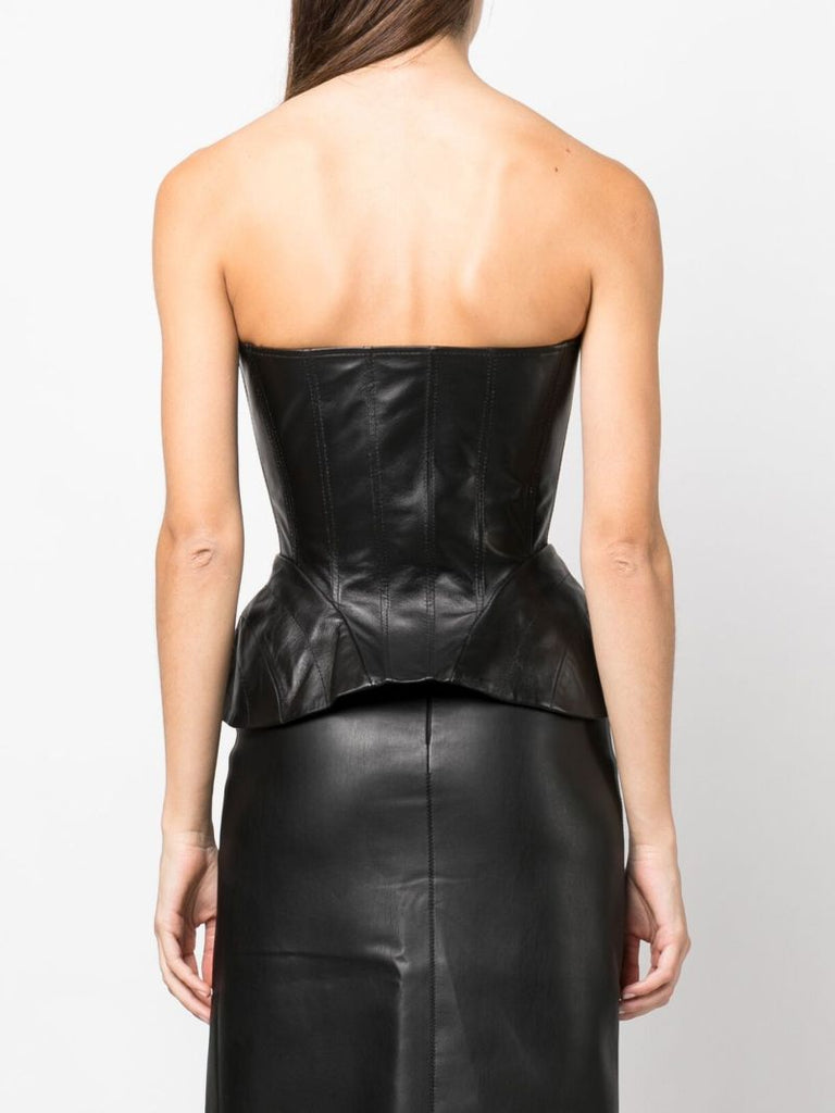 Black Leather Corset Top