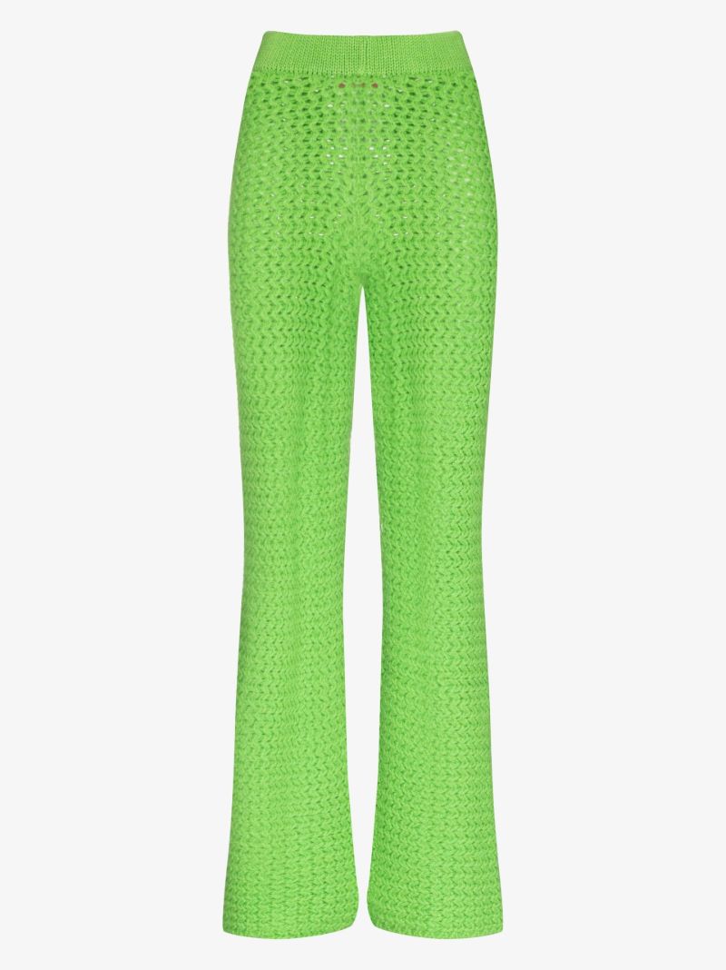 Green Rope Stitch Wide Leg Trousers
