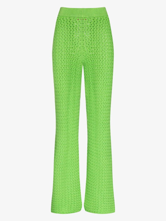 Green Rope Stitch Wide Leg Trousers