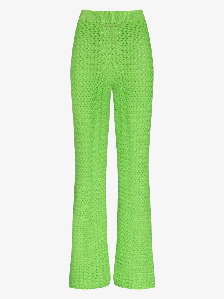 Green Rope Stitch Wide Leg Trousers